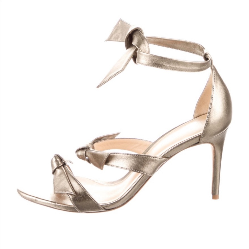 Alexandre Birman Leather Ostrich T-Strap Sandals